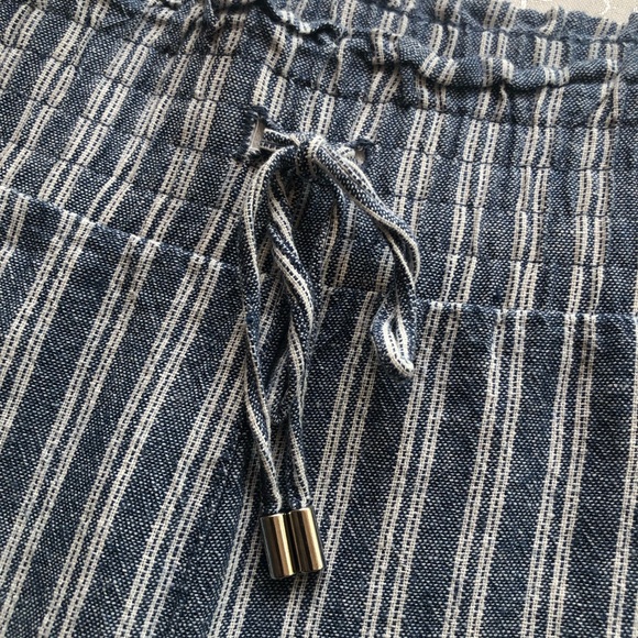 Land’ n Sea Blue/White Striped Elastic Linen Blend Casual Pants Women’s Size L - Picture 14 of 16